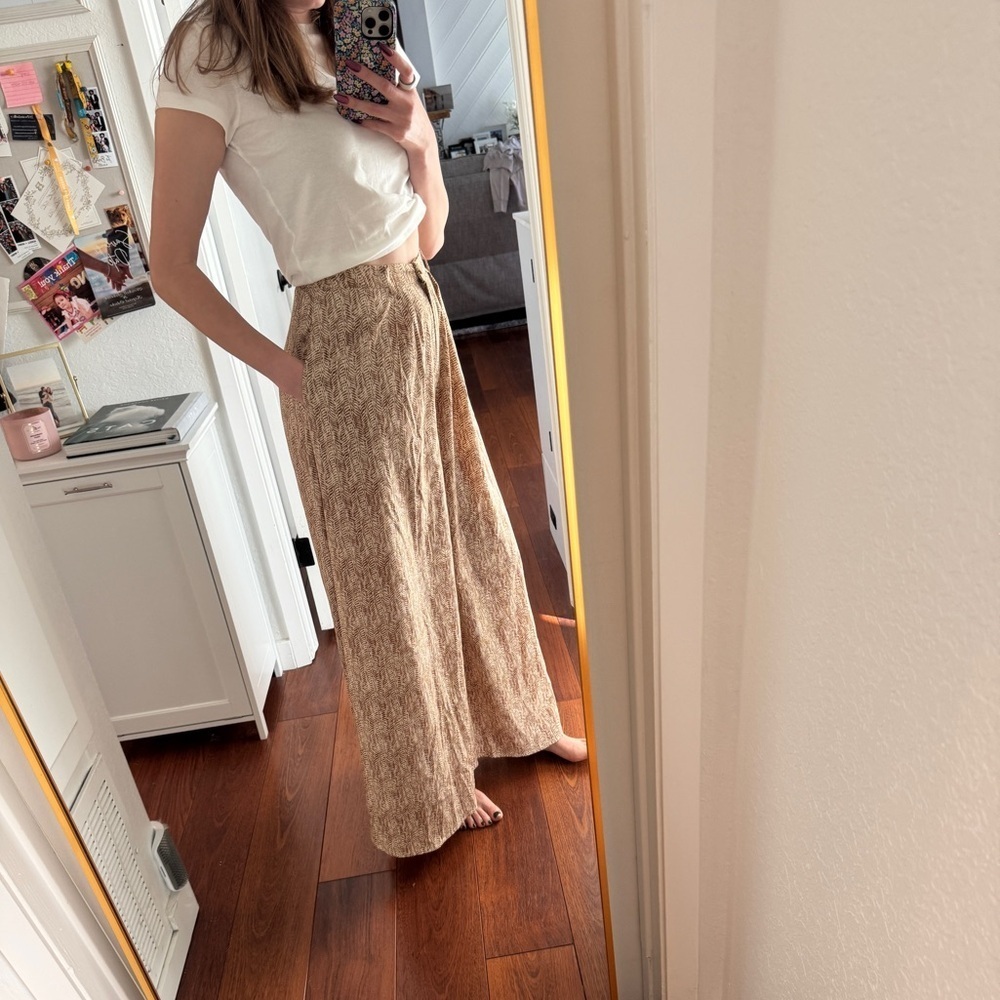 Le Rêveur Boutique Wide-Leg Pants | Size Small | Brown Cream Print - Picture 6 of 6